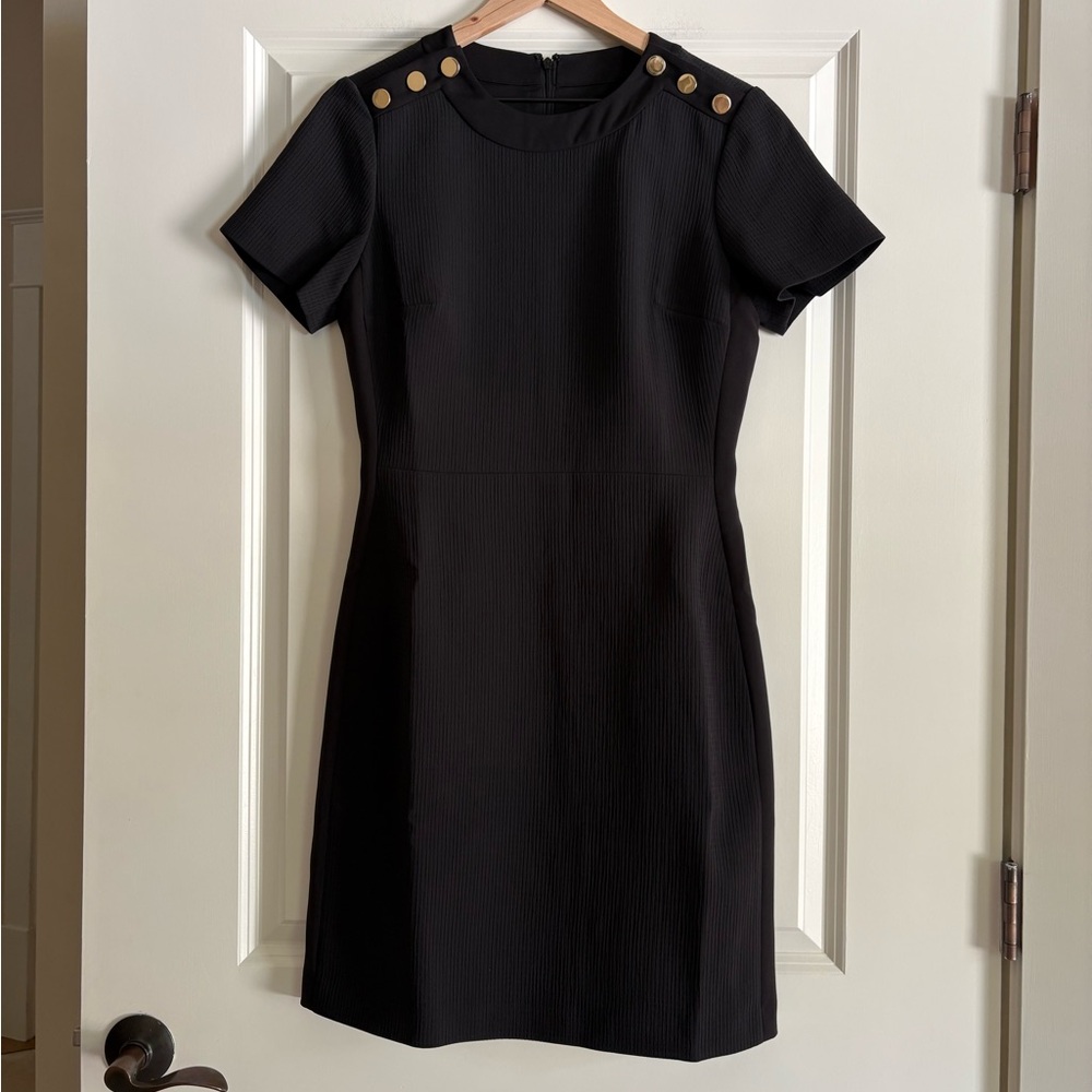 Club Monaco Black Midi Dress with Gold Buttons